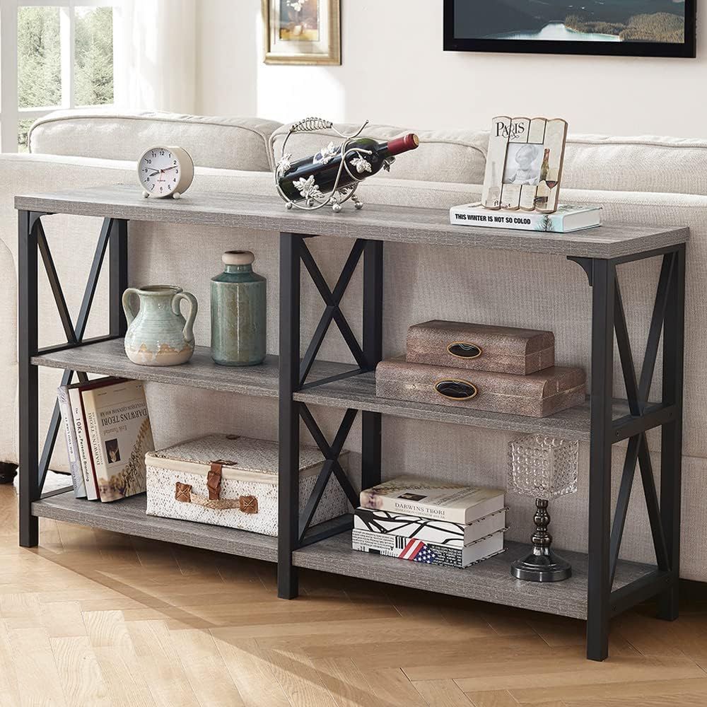 Storage & Organization - โต๊ะอาร์มเฮาส์โซอา, โต๊ะสไตล์รัสติก, สีโอ๊คเทาอ่อน, ขนาด 55 นิ้ว