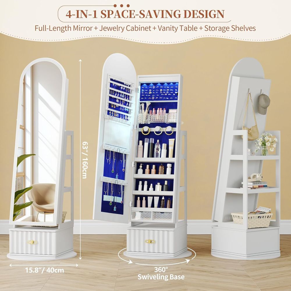 ตู้กระจกยาว 63 นิ้วพร้อมที่เก็ - Storage & Organization บทวิจารณ์และราคา