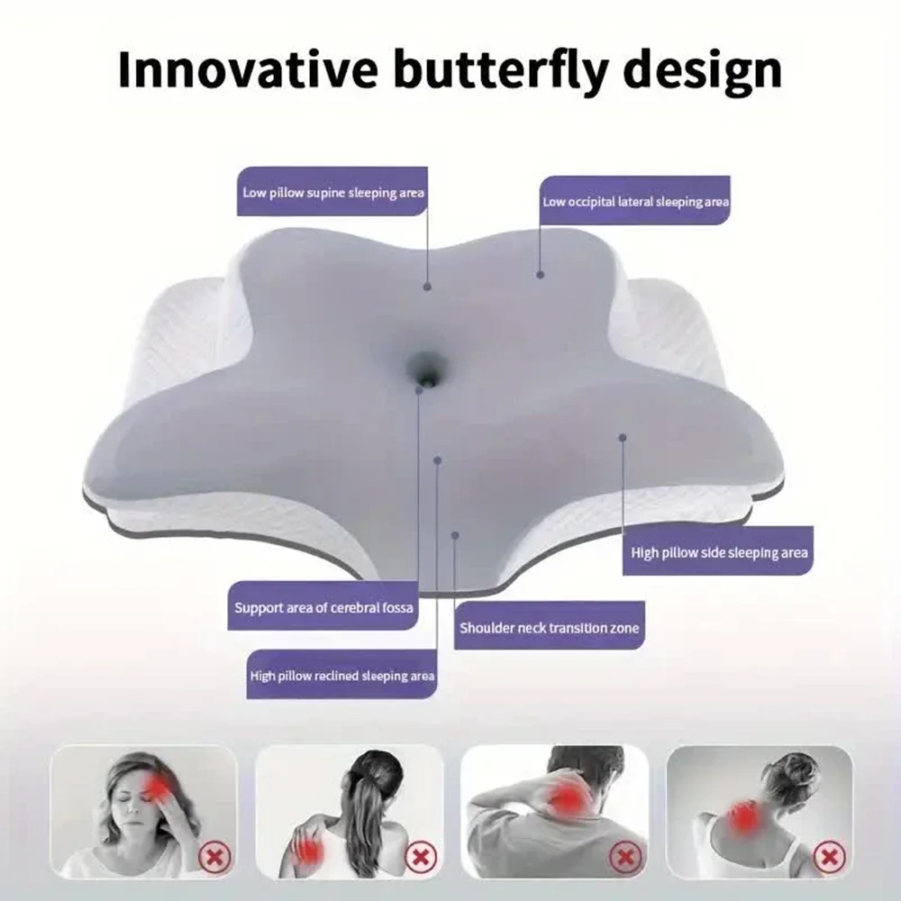 หมอนเมมโมรี่โฟม รูปทรงผีเสื้อ  - Memory Foam Orthopedic Pillow Neck Pain บทวิจารณ์และราคา