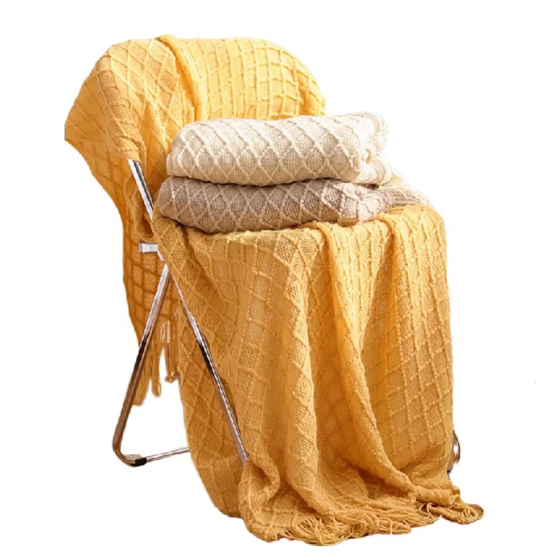 ผ้าห่มถักลายเพชรจาก Textile Ci - Boho Throw Blanket Fringe บทวิจารณ์และราคา